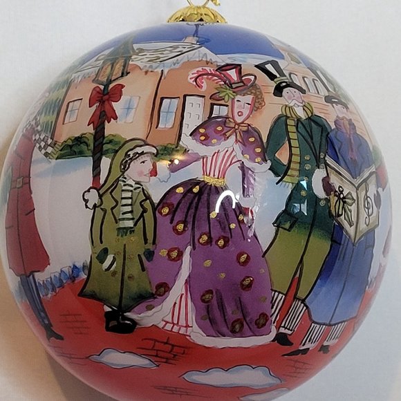 Pier 1 Li Bien Carolers 4 Inch Ball Christmas Ornament 2004 Purple Box - Picture 5 of 8
